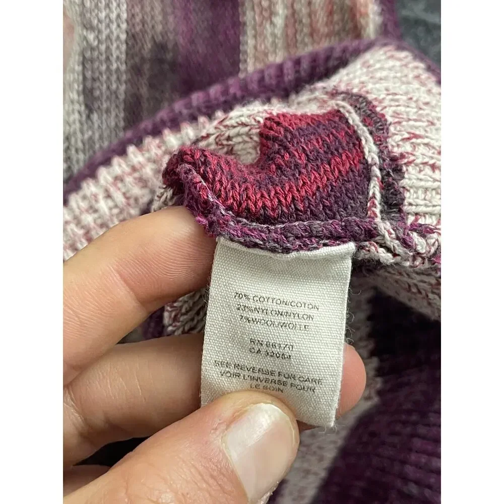 Free People Sweater Women Small Purple Striped Pullover V Neck Shirt Wool N126